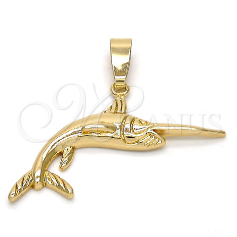 Oro Laminado Fancy Pendant, Gold Filled Style Fish Design, Polished, Golden Finish, 5.180.030