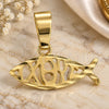 Oro Laminado Fancy Pendant, Gold Filled Style Fish Design, Diamond Cutting Finish, Golden Finish, 5.183.052