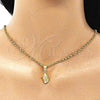 Oro Laminado Fancy Pendant, Gold Filled Style Diamond Cutting Finish, Golden Finish, 5.180.041