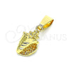 Oro Laminado Fancy Pendant, Gold Filled Style Diamond Cutting Finish, Golden Finish, 5.180.041
