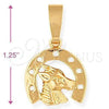 Oro Laminado Fancy Pendant, Gold Filled Style Horse Design, Polished, Golden Finish, 5.180.020