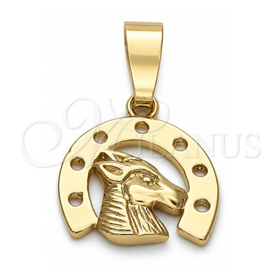 Oro Laminado Fancy Pendant, Gold Filled Style Horse Design, Polished, Golden Finish, 5.180.020