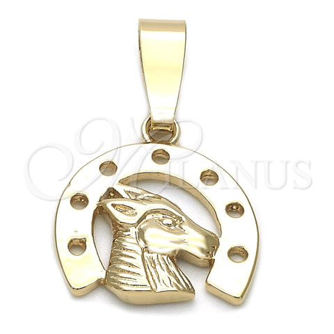 Oro Laminado Fancy Pendant, Gold Filled Style Horse Design, Polished, Golden Finish, 5.180.020