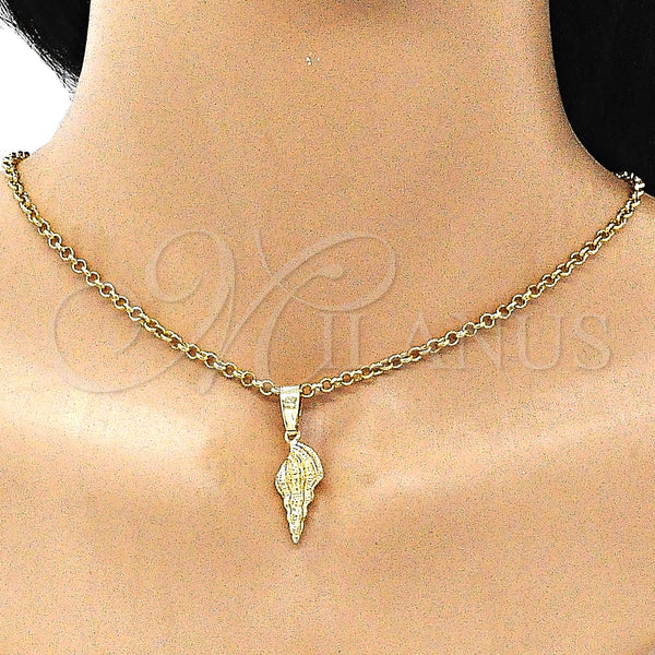Oro Laminado Fancy Pendant, Gold Filled Style Diamond Cutting Finish, Golden Finish, 5.180.021