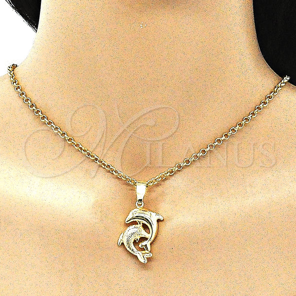 Oro Laminado Fancy Pendant, Gold Filled Style Dolphin Design, Polished, Golden Finish, 5.183.009
