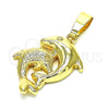 Oro Laminado Fancy Pendant, Gold Filled Style Dolphin Design, Polished, Golden Finish, 5.183.009