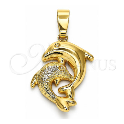 Oro Laminado Fancy Pendant, Gold Filled Style Dolphin Design, Polished, Golden Finish, 5.183.009