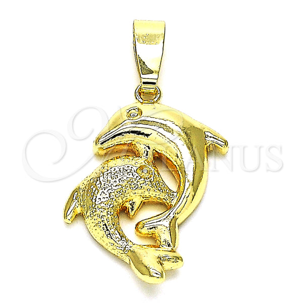 Oro Laminado Fancy Pendant, Gold Filled Style Dolphin Design, Polished, Golden Finish, 5.183.009