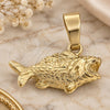 Oro Laminado Fancy Pendant, Gold Filled Style Fish Design, Diamond Cutting Finish, Golden Finish, 5.180.032