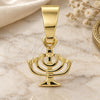 Oro Laminado Religious Pendant, Gold Filled Style Cross and Judaica Design, Diamond Cutting Finish, Golden Finish, 5.187.006