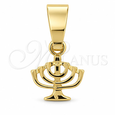 Oro Laminado Religious Pendant, Gold Filled Style Cross and Judaica Design, Diamond Cutting Finish, Golden Finish, 5.187.006