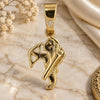 Oro Laminado Religious Pendant, Gold Filled Style Angel Design, Polished, Golden Finish, 5.182.026
