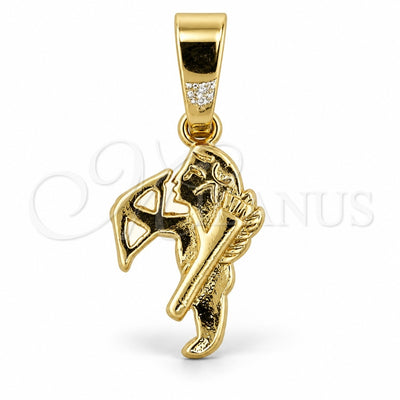 Oro Laminado Religious Pendant, Gold Filled Style Angel Design, Polished, Golden Finish, 5.182.026