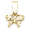 Oro Laminado Fancy Pendant, Gold Filled Style Butterfly Design, Diamond Cutting Finish, Golden Finish, 5.183.049