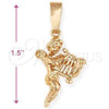 Oro Laminado Religious Pendant, Gold Filled Style Angel Design, Polished, Golden Finish, 5.182.020