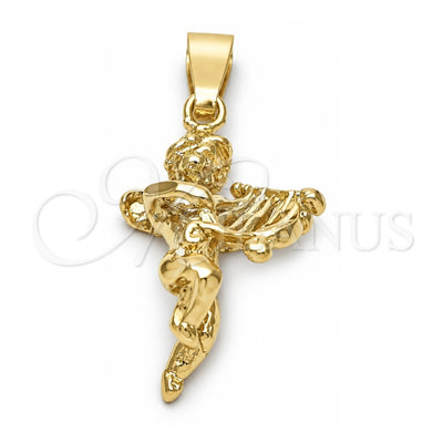 Oro Laminado Religious Pendant, Gold Filled Style Angel Design, Polished, Golden Finish, 5.182.020
