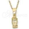 Oro Laminado Religious Pendant, Gold Filled Style Hand Design, Diamond Cutting Finish, Golden Finish, 5.182.036