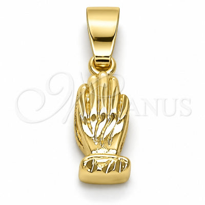 Oro Laminado Religious Pendant, Gold Filled Style Hand Design, Diamond Cutting Finish, Golden Finish, 5.182.036