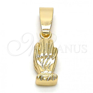 Oro Laminado Religious Pendant, Gold Filled Style Hand Design, Diamond Cutting Finish, Golden Finish, 5.182.036