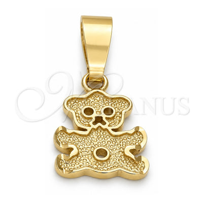 Oro Laminado Fancy Pendant, Gold Filled Style Teddy Bear Design, Diamond Cutting Finish, Golden Finish, 5.183.004