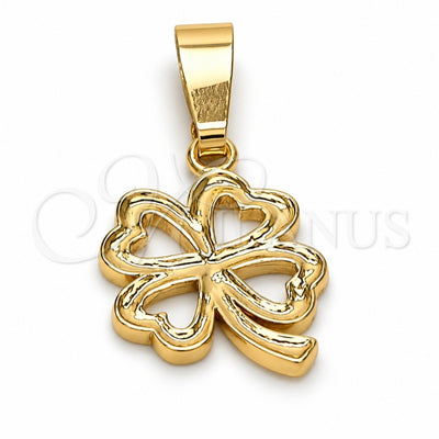 Oro Laminado Fancy Pendant, Gold Filled Style Four-leaf Clover Design, Polished, Golden Finish, 5.179.036