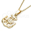 Oro Laminado Fancy Pendant, Gold Filled Style Anchor Design, Polished, Golden Finish, 5.182.038