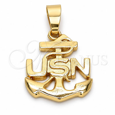 Oro Laminado Fancy Pendant, Gold Filled Style Anchor Design, Polished, Golden Finish, 5.182.038