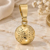 Oro Laminado Fancy Pendant, Gold Filled Style Ball Design, Diamond Cutting Finish, Golden Finish, 5.183.033