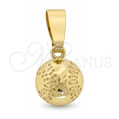 Oro Laminado Fancy Pendant, Gold Filled Style Ball Design, Diamond Cutting Finish, Golden Finish, 5.183.033