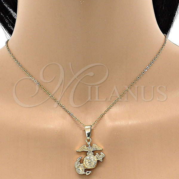 Oro Laminado Fancy Pendant, Gold Filled Style Anchor Design, Diamond Cutting Finish, Golden Finish, 5.186.023