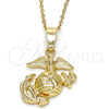 Oro Laminado Fancy Pendant, Gold Filled Style Anchor Design, Diamond Cutting Finish, Golden Finish, 5.186.023
