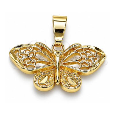 Oro Laminado Fancy Pendant, Gold Filled Style Butterfly Design, Polished, Golden Finish, 5.183.027