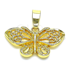 Oro Laminado Fancy Pendant, Gold Filled Style Butterfly Design, Polished, Golden Finish, 5.183.027