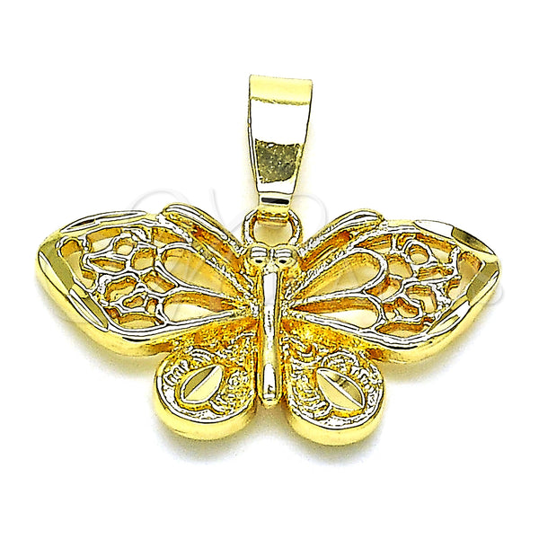 Oro Laminado Fancy Pendant, Gold Filled Style Butterfly Design, Polished, Golden Finish, 5.183.027