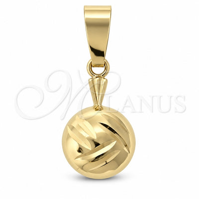 Oro Laminado Fancy Pendant, Gold Filled Style Ball Design, Diamond Cutting Finish, Golden Finish, 5.183.012