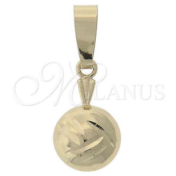 Oro Laminado Fancy Pendant, Gold Filled Style Ball Design, Diamond Cutting Finish, Golden Finish, 5.183.012