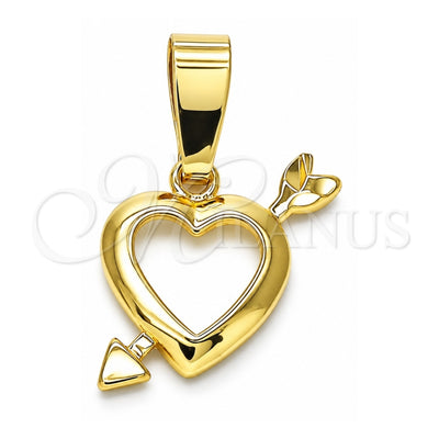 Oro Laminado Fancy Pendant, Gold Filled Style Heart Design, Polished, Golden Finish, 5.181.043