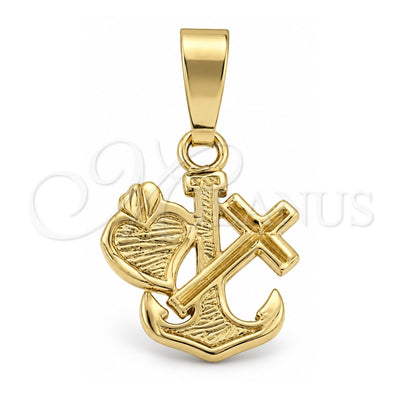 Oro Laminado Religious Pendant, Gold Filled Style Cross Design, Diamond Cutting Finish, Golden Finish, 5.186.025
