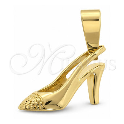 Oro Laminado Fancy Pendant, Gold Filled Style Shoes Design, Diamond Cutting Finish, Golden Finish, 5.179.038