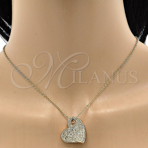 Oro Laminado Fancy Pendant, Gold Filled Style Heart Design, Diamond Cutting Finish, Golden Finish, 5.179.026