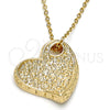 Oro Laminado Fancy Pendant, Gold Filled Style Heart Design, Diamond Cutting Finish, Golden Finish, 5.179.026