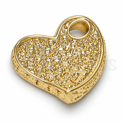 Oro Laminado Fancy Pendant, Gold Filled Style Heart Design, Diamond Cutting Finish, Golden Finish, 5.179.026