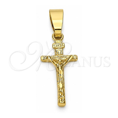 Oro Laminado Religious Pendant, Gold Filled Style Crucifix Design, Diamond Cutting Finish, Golden Finish, 5.191.028
