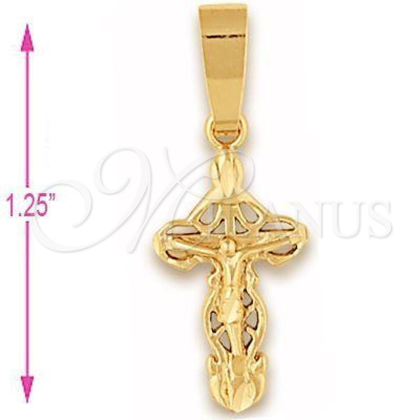 Oro Laminado Religious Pendant, Gold Filled Style Crucifix Design, Polished, Golden Finish, 5.190.031