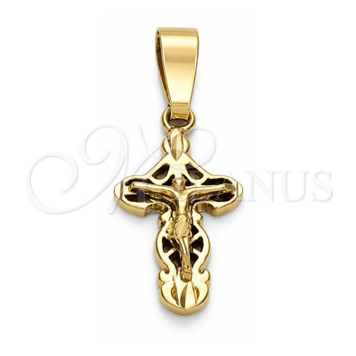 Oro Laminado Religious Pendant, Gold Filled Style Crucifix Design, Polished, Golden Finish, 5.190.031