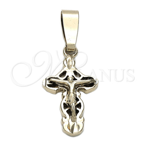 Oro Laminado Religious Pendant, Gold Filled Style Crucifix Design, Polished, Golden Finish, 5.190.031