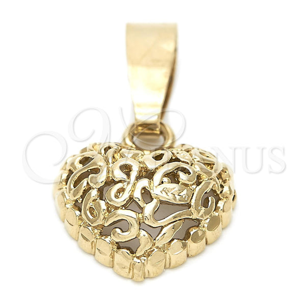 Oro Laminado Fancy Pendant, Gold Filled Style Heart Design, Polished, Golden Finish, 5.179.018