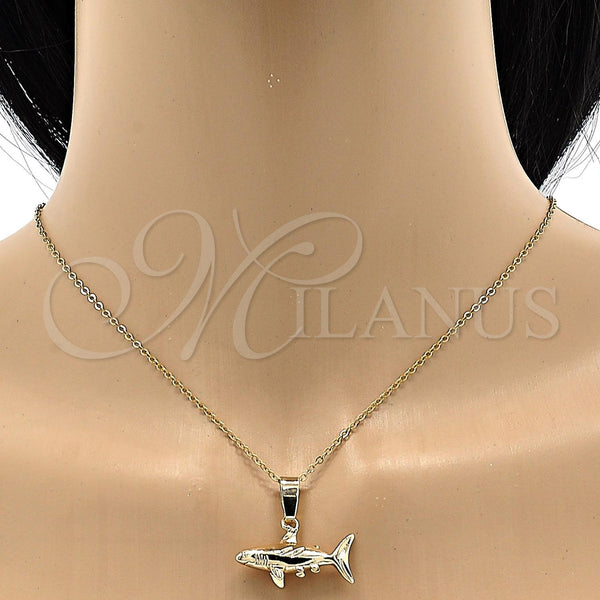 Oro Laminado Fancy Pendant, Gold Filled Style Fish Design, Polished, Golden Finish, 5.180.039