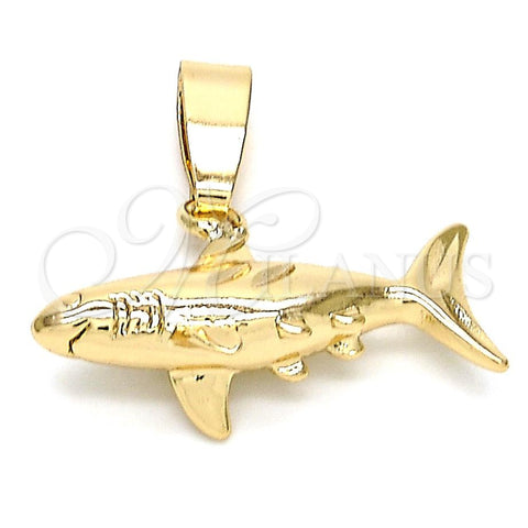 Oro Laminado Fancy Pendant, Gold Filled Style Fish Design, Polished, Golden Finish, 5.180.039