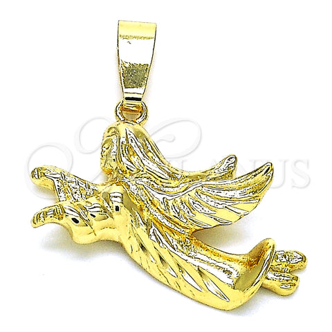 Oro Laminado Religious Pendant, Gold Filled Style Angel Design, Polished, Golden Finish, 5.183.003
